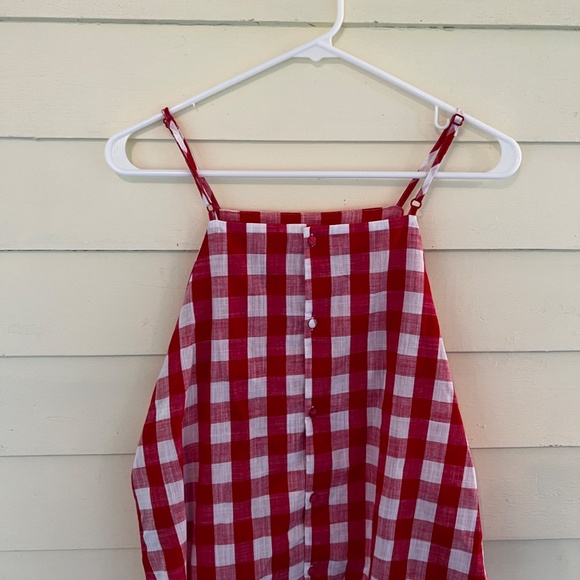 *NWT* ALTAR'D STATE Red & White Checkered Sleeveless Top w/Buttons - Picture 9 of 11